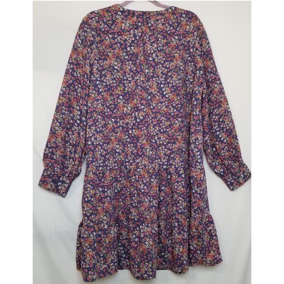Time & Tru Multicolor Floral Print Long Sleeve Casual Dress Tired Ruffle Sz XXL - Picture 4 of 9